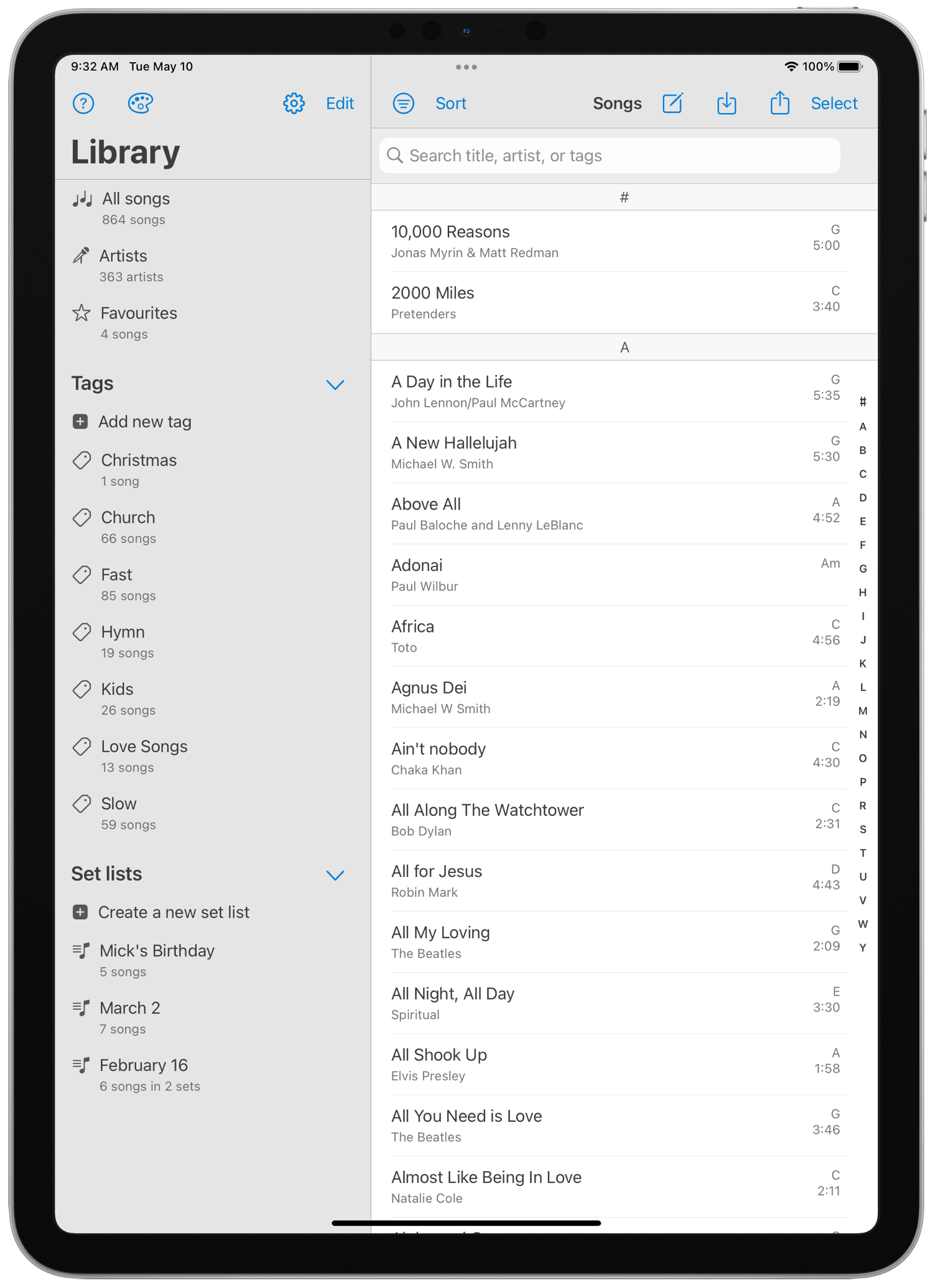 SongSheet Pro Library View