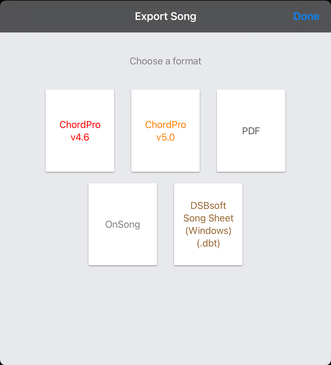 New - export song format chooser