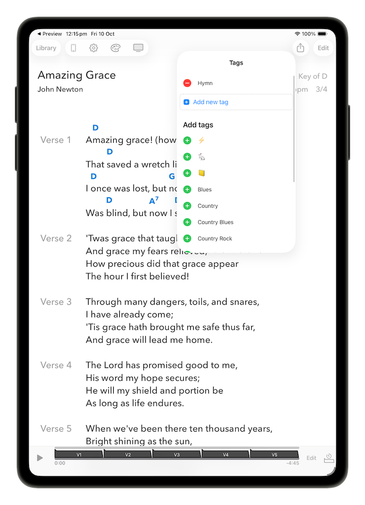 Add tags menu